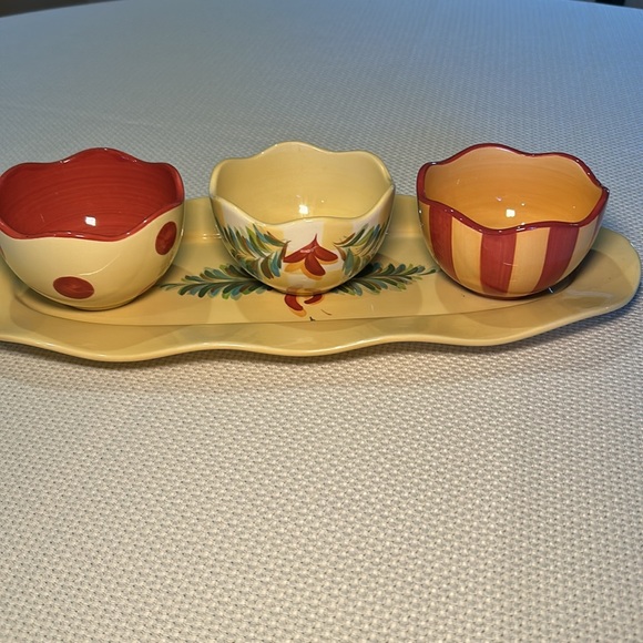 Vintage - SLAH Hand painted tray & tidbit bowls - Gail Pittman Design - Picture 2 of 6